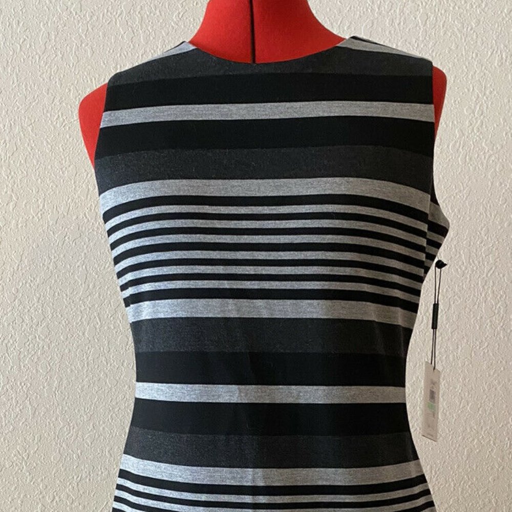 Calvin Klein Jersey Knit Sleevless Striped Dress